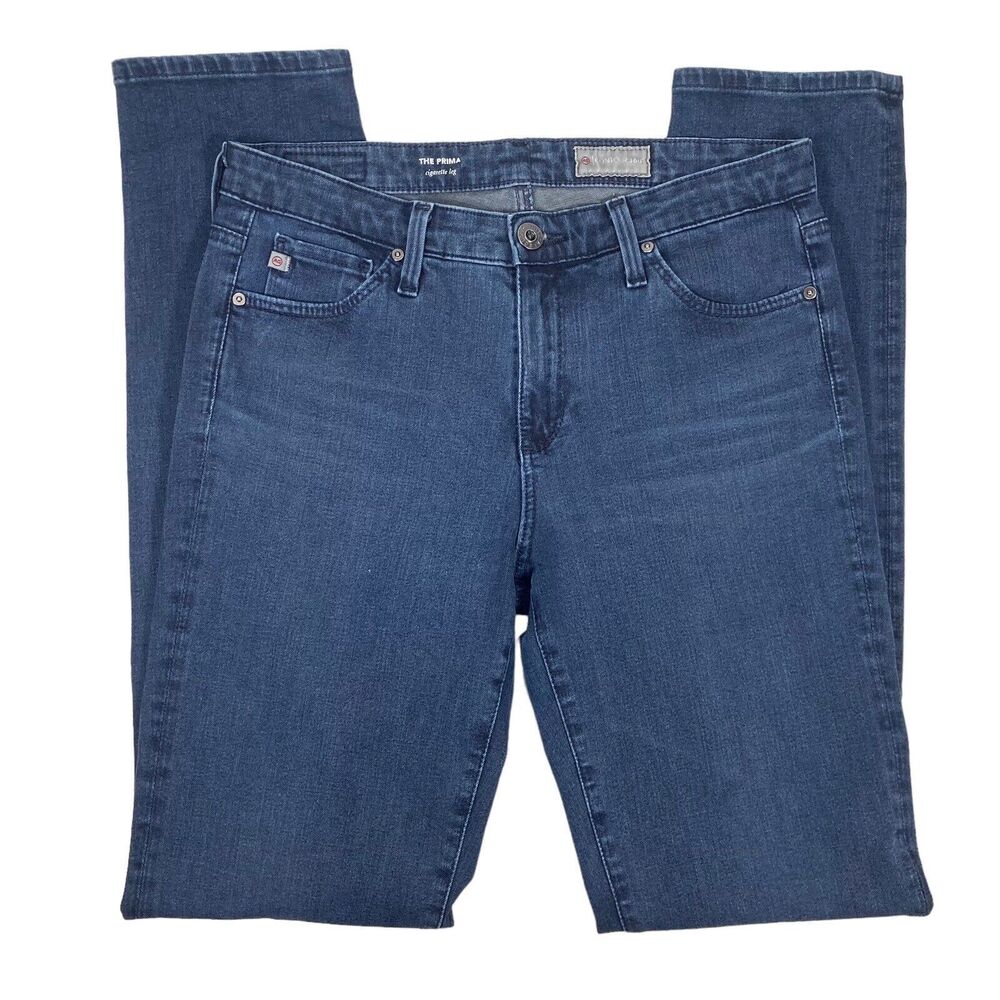 Ag Adriano Goldschmied The Prima Cigarette Leg Mid Rise Blue Jeans, Size 27